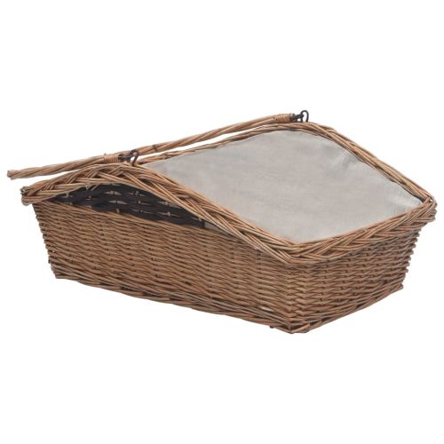 286989 Firewood Basket with Handle 61,5x46,5x58 cm Brown Willow