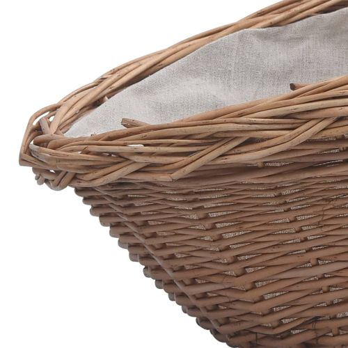 286987 Firewood Basket with Handle 57x46,5x52 cm Brown Willow