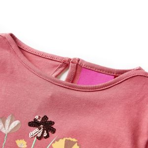Детска тениска с дълъг ръкав, старо розово, 92