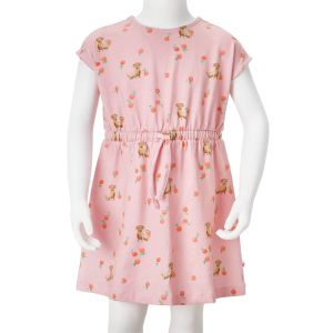 Детска рокля с принт с шнур, светлооранжево, 92