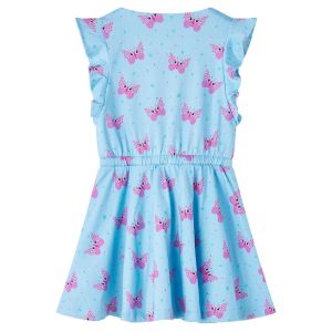 Детска рокля с копчета, без ръкави, синя, 92