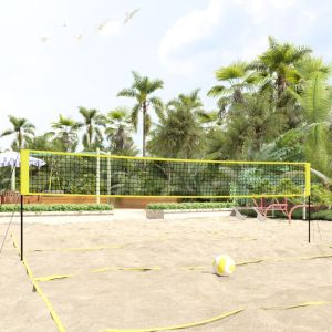 Мрежа за волейбол, жълто и черно, 823x244 см, PE плат