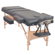 Сгъваема масажна кушетка с 3 зони, 10 см плътен пълнеж, черна