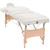 Сгъваема масажна кушетка с 3 зони и столче, 10 см пълнеж, бяла