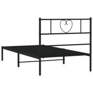 Метална рамка за легло с горна табла, черна, 107x203см